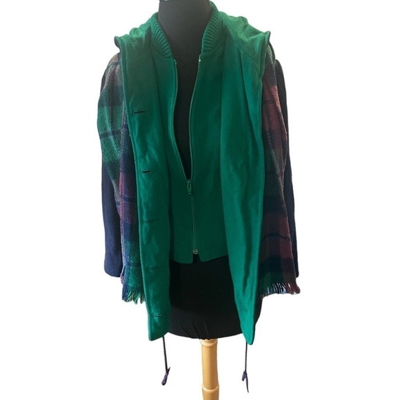 Authentic Mackintosh Vestcoat Wool Navy Blue Green Jacket Coat Winter Button Zip - Picture 3 of 8